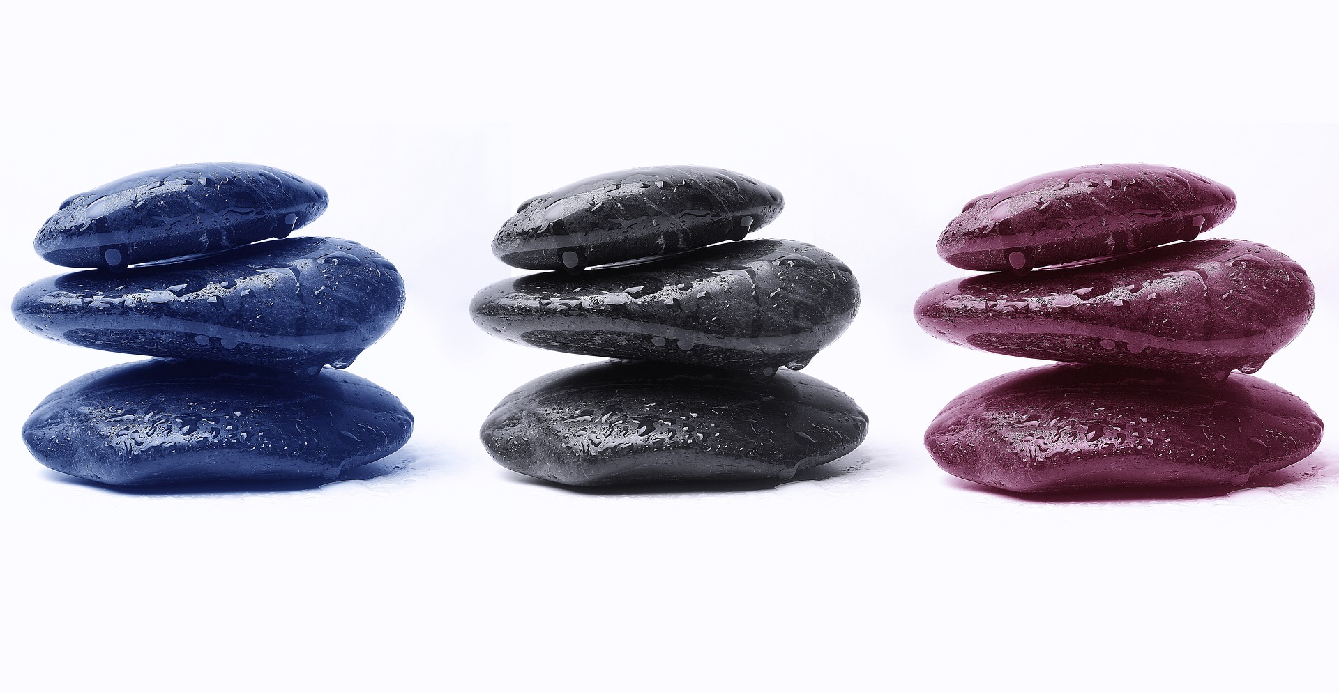 3 pierres de couleurs pour illustrer sophrologie